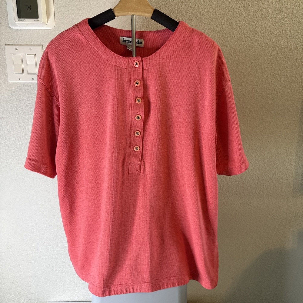 Jacque‎ and Koko Women's Short Sleeve Knit Henley Sweater Pink Size 22/24